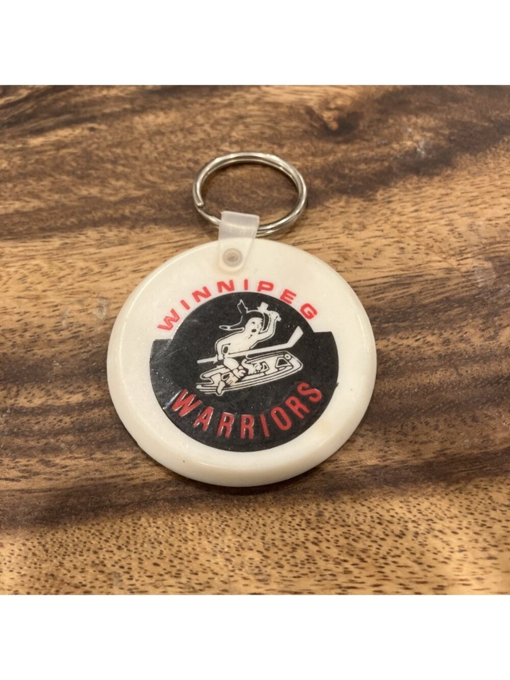 Rare Winnipeg Warriors Hockey Vintage Souvenir Rubber Keychain